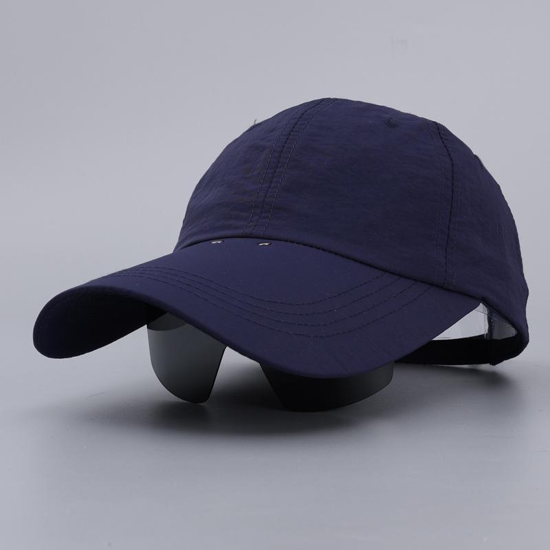 

Quick Dry Solid Color Baseball Cap with Integrated Sunglasses Extended Brim Sun UV Protection Shade Hat Adjustable темно-синий