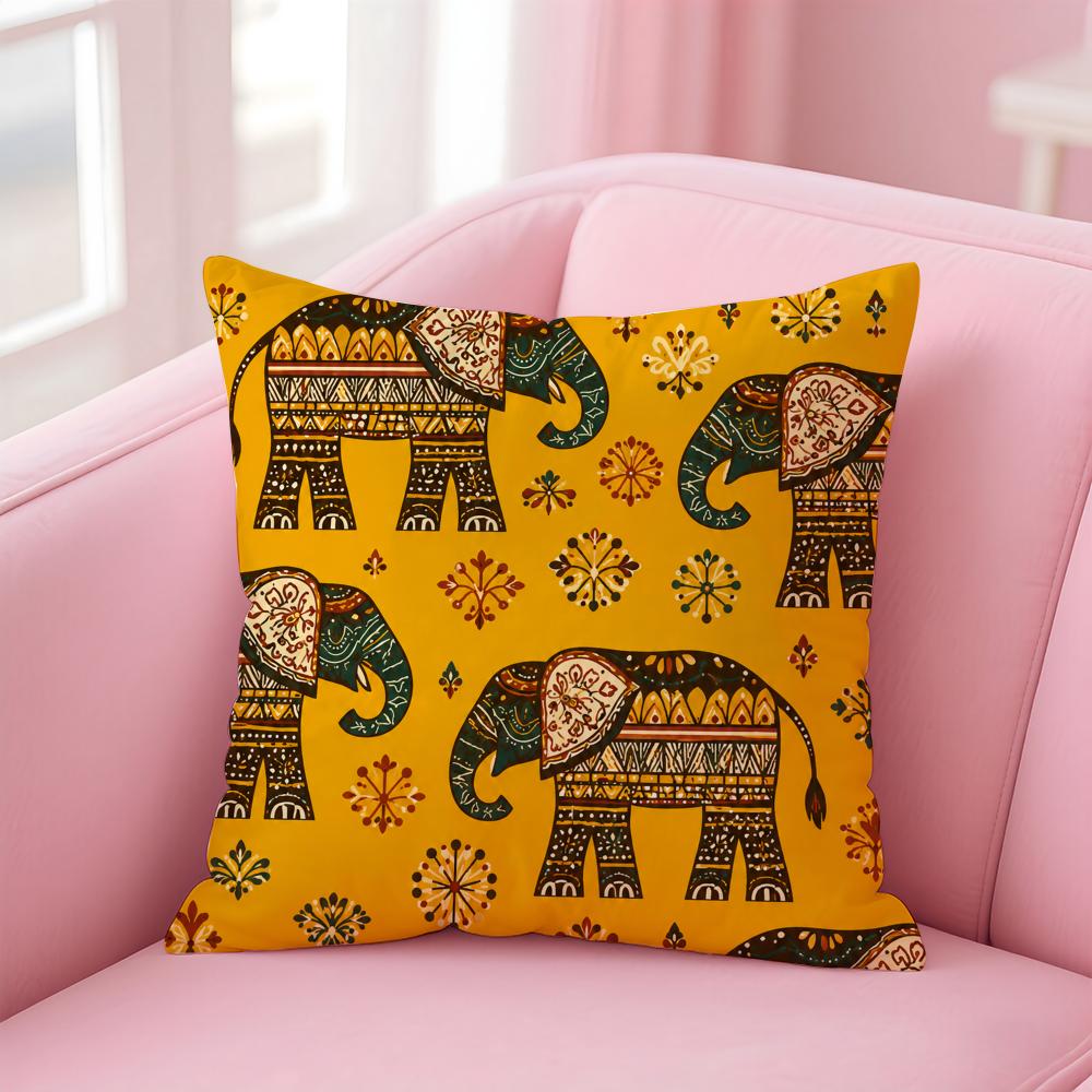 Elephant Art Design Cushion Cover Short Plush Soft DoubleSided Printing Pillow Case Cozy Sofa Bedroom Home Decor Gift