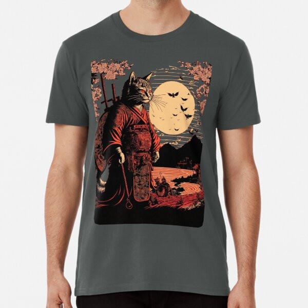 

Укиё-э Кот-самурай 2 S до 5XL Сделано в Австралии/США Футболка XL