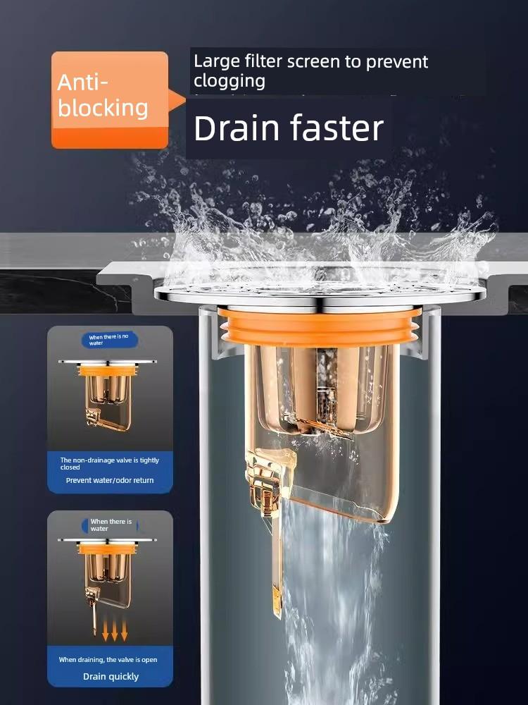 Toilet Floor Drain Deodorizing Filter Inner Core Neutral Toilet Insect-Proof Sewer Pipe Anti-Odor Handy Gadget Sealed Closed Cover