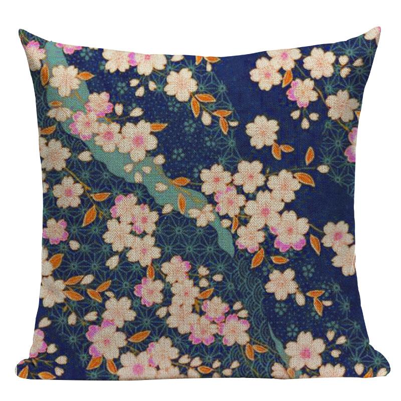 Vintage Surf  Decorative Cushion Covers Japanese Style Pillow Cushion Decor Pillows For Home Custom Crane Fish Sofa Pillowcase