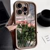 Oil Painting White Rose Flower Silicone Phone Case For iPhone 15 14 13 12 11 Pro Max XS X XR 7 8 Plus Shockproof Soft Cover
