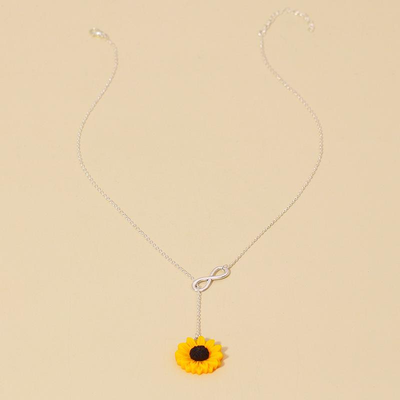 Eternal Love Sunflower Infinity Pendant Necklace