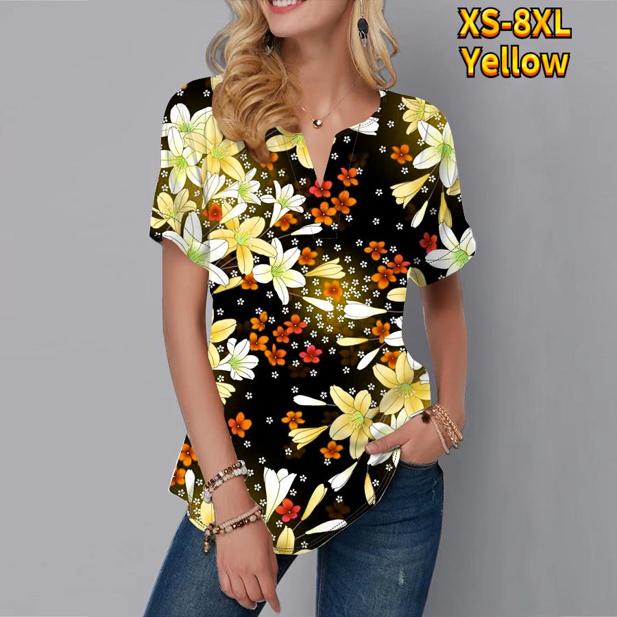 Женская летняя футболка с розовым цветочным принтом — фото 5