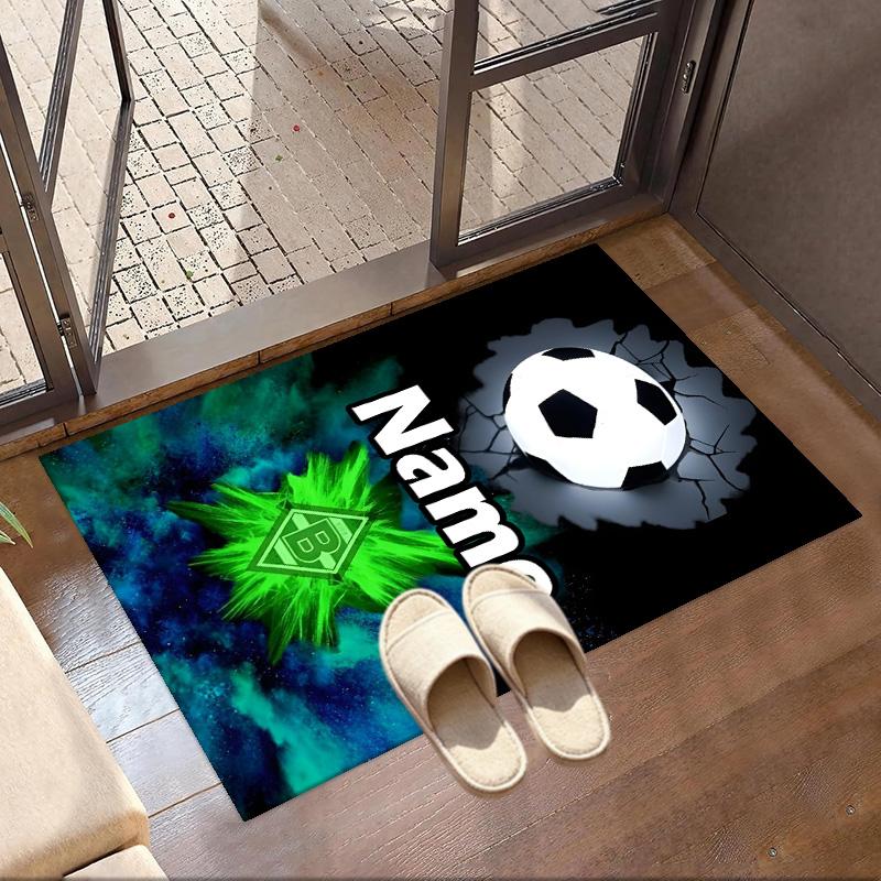 Benutzerdefinierter Name Personalisierter Borussia Mönchengladbach Druckteppich, Vielseitiger Wohnkulturteppich, für Spielzimmer, Wohnung, Balkon, Eingangsbereich, Flur Geschenk