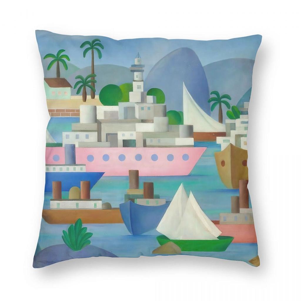 Tarsila Do Amaral Port Square Pillowcase Polyester Linen Velvet Pattern Zip Decor Room Cushion Cover