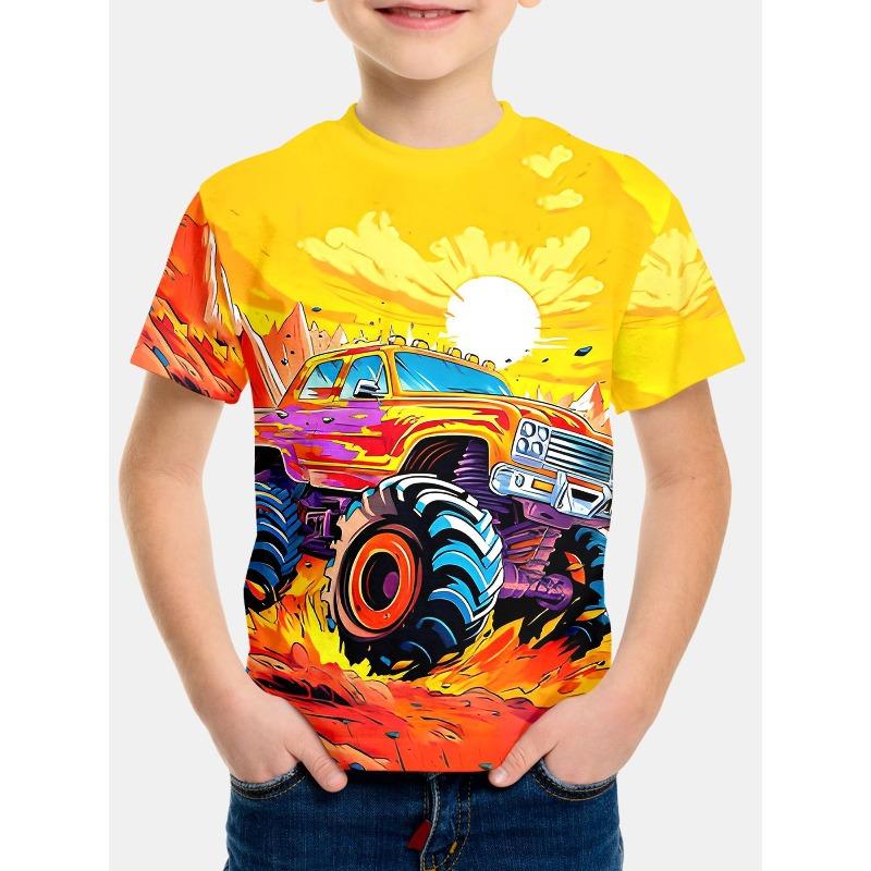 

Short Sleeve Christmas Print Boys Fashion Top Casual Loose T-Shirts Boys 170