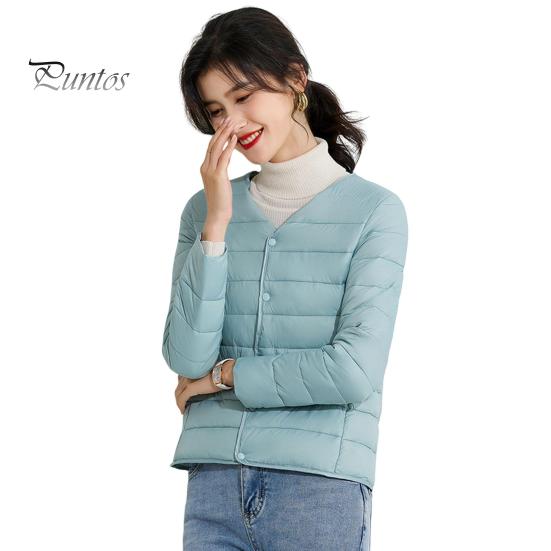 

Зимнее пуховое пальто с подкладкой V-образный вырез Карманы Застежка на пуговицах Ветрозащитный Сохранение тепла Повседневный внутренний слой для холодной погоды Куртка из хлопка M зелёный