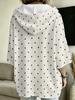 Polka dot print polka dot cute style loose slim hooded jacket oversize fit hoodie for women