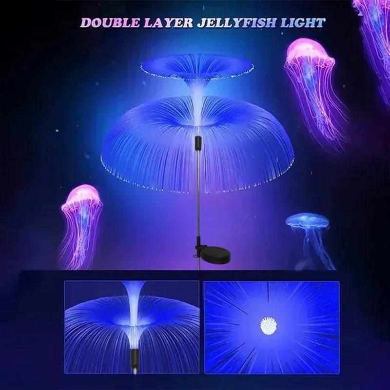 1PC Solar Optical Fiber Jellyfish Light Outdoor Waterproof 1/2/3/5 Layer  for Pathway Outside Pathway Lawn Patio Outside Decor