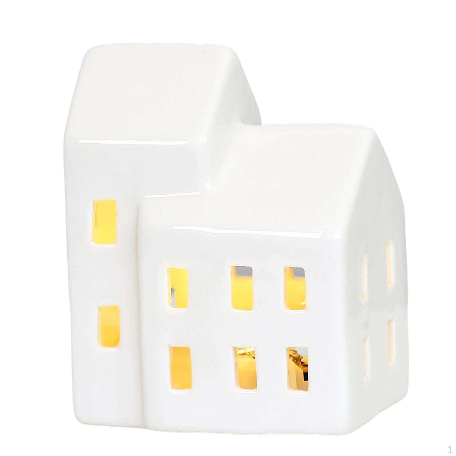 Керамические подсвечники для дома, белые современные фигурки в форме маленького домика, минималистичные настольные White2