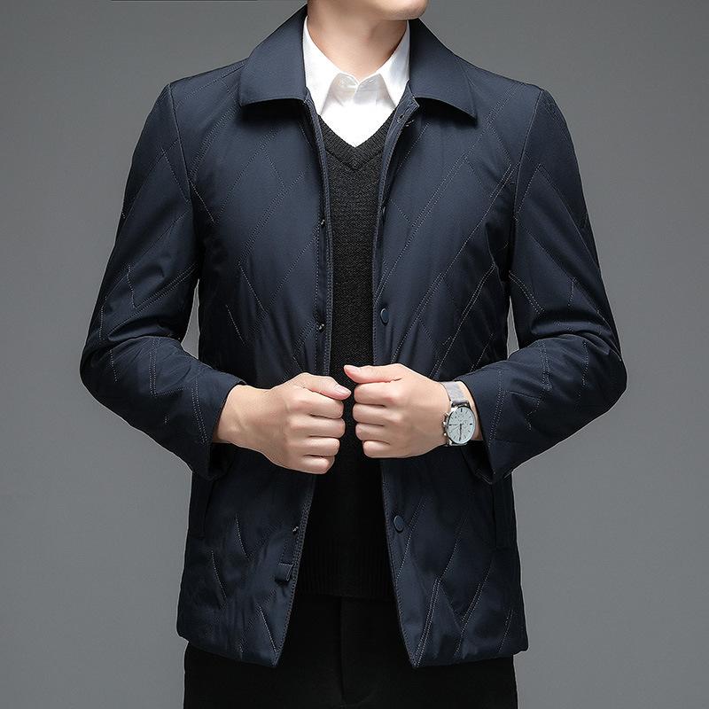 Wintermantel, Baumwollgefütterter Herrenmantel, Baumwollgefütterter Business-Reversmantel für Männer mittleren und älteren Alters, Herrenoberteil, Gefütterte Jacke, Papas Outfit