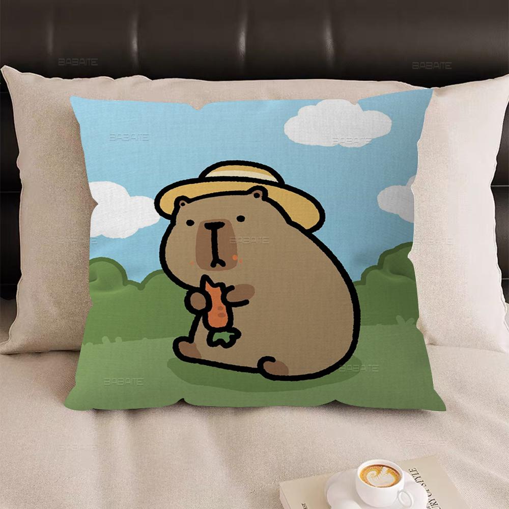Cute Cartoon Capybara Office Cushion Pillowcase Car Cushion Cover45X45CM Lumbar Pillowcase Sofa Pillowcover