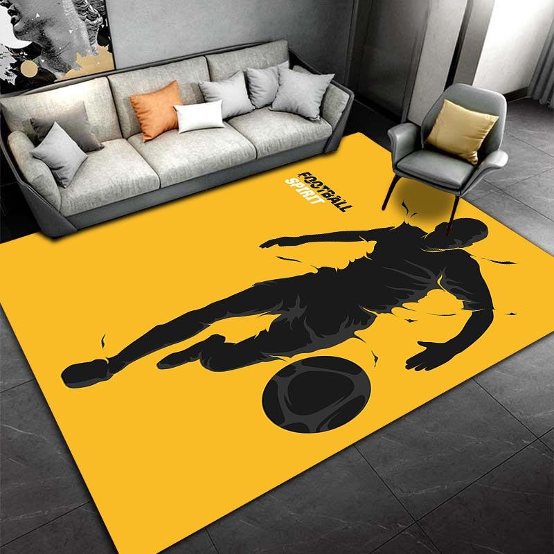 Modern Football Player Pattern Yellow Carpet for Living Room Decor Suitable for use as an anti-slip for living room bedroom sofas