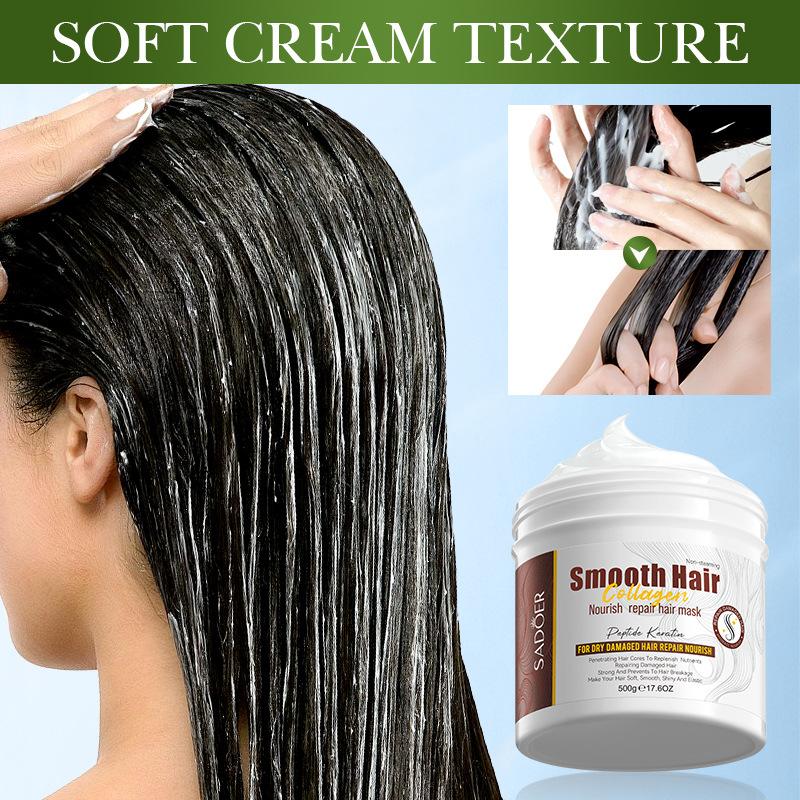 Masque capillaire au collagène et à la noix de coco Après-shampooing hydratant Nourrissant Lissant Anti-frisottis Masque de soin capillaire réparateur