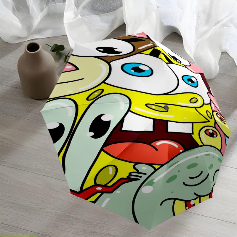 SpongeBob SquarePants Theme Automatic Umbrella, Lightweight & Portable, 8 Rib, Perfect for Outdoor Travel, Birthdays, Christmas, Gifts.