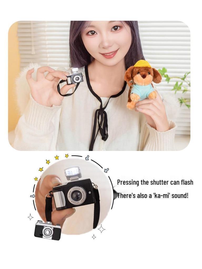 Cartoon Dachshund Plush Toy Camera-Style Keychain Backpack Accessory