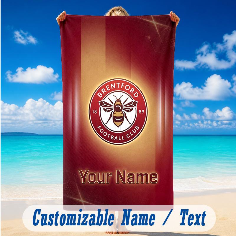 Beach Towel Custom Name Text, Quick Dry Large Towel For Beach HomeBrentford Football