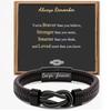 Men's Magnetic Black Twist Stainless Steel and Woven Leather Bracelet