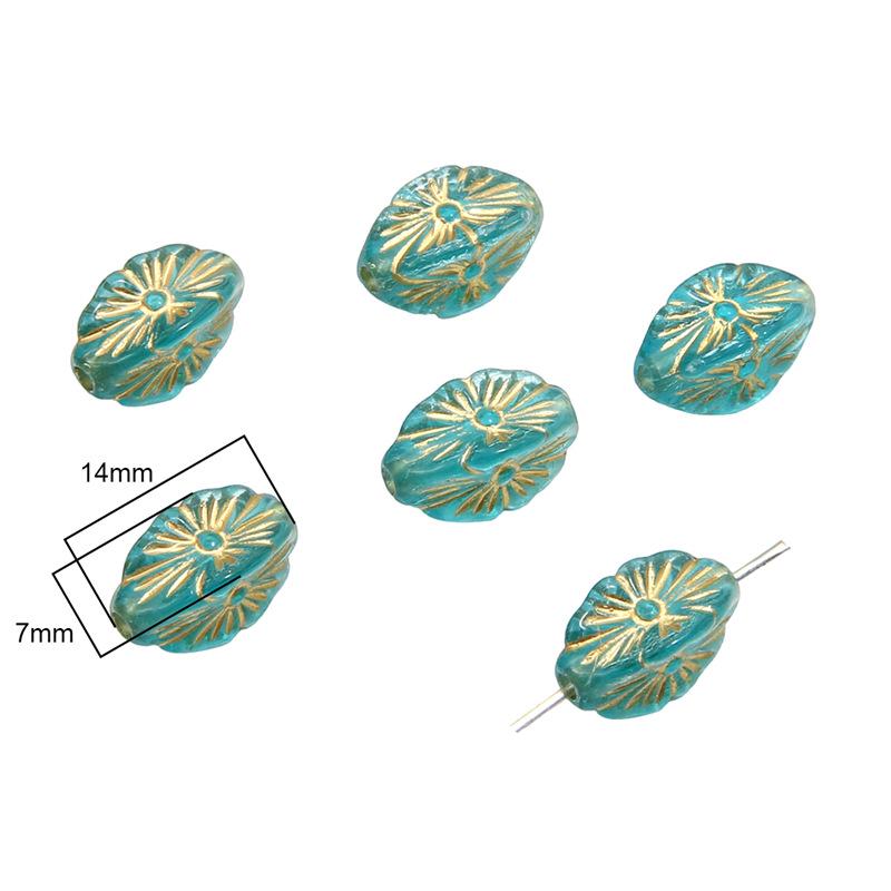 Baroque Gilded Oval Olive Flat Beads for DIY Jewelry & Earrings