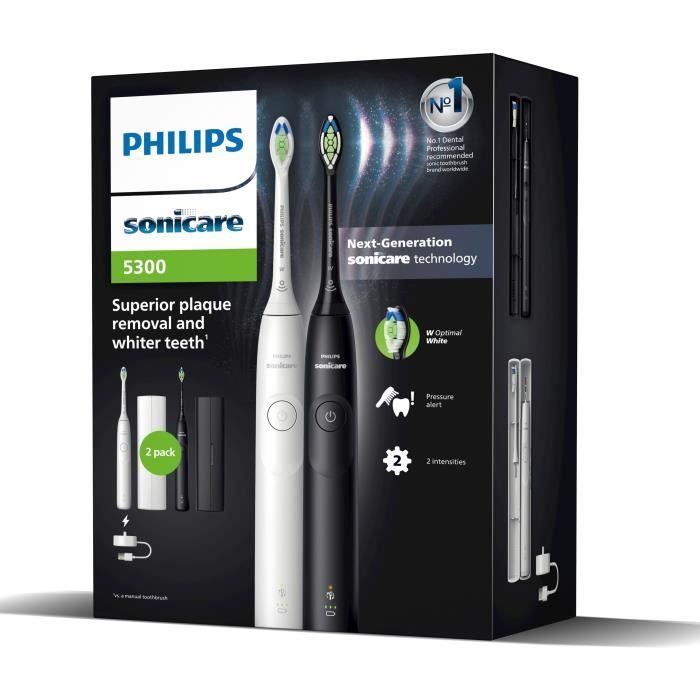 Diş Fırçası - PHILIPS - HX7109/01 - Sonicare - Çift Saplı Seri 5300 - Beyaz & Siyah - Elektrikli