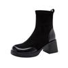 Women Platform Knitting Elastic Sock Boots Round Toe Slip On High Boots Woman Chunky Heeled Autumn Casual Platform Botas Mujer