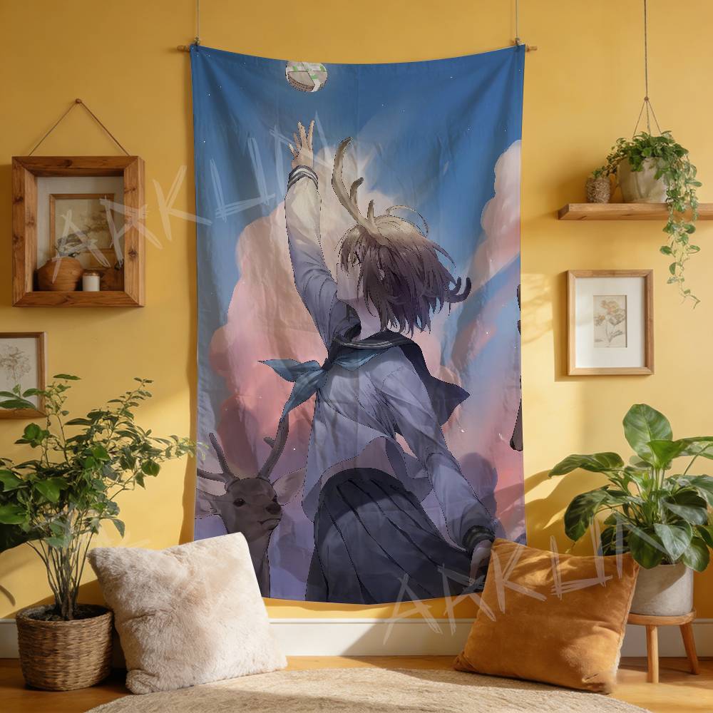 Anime Nokotan Cute Noko Shikanoko Tapestry Decoration Bedroom Dormitory Background Cloth Holiday Party Living Room Club Cloth