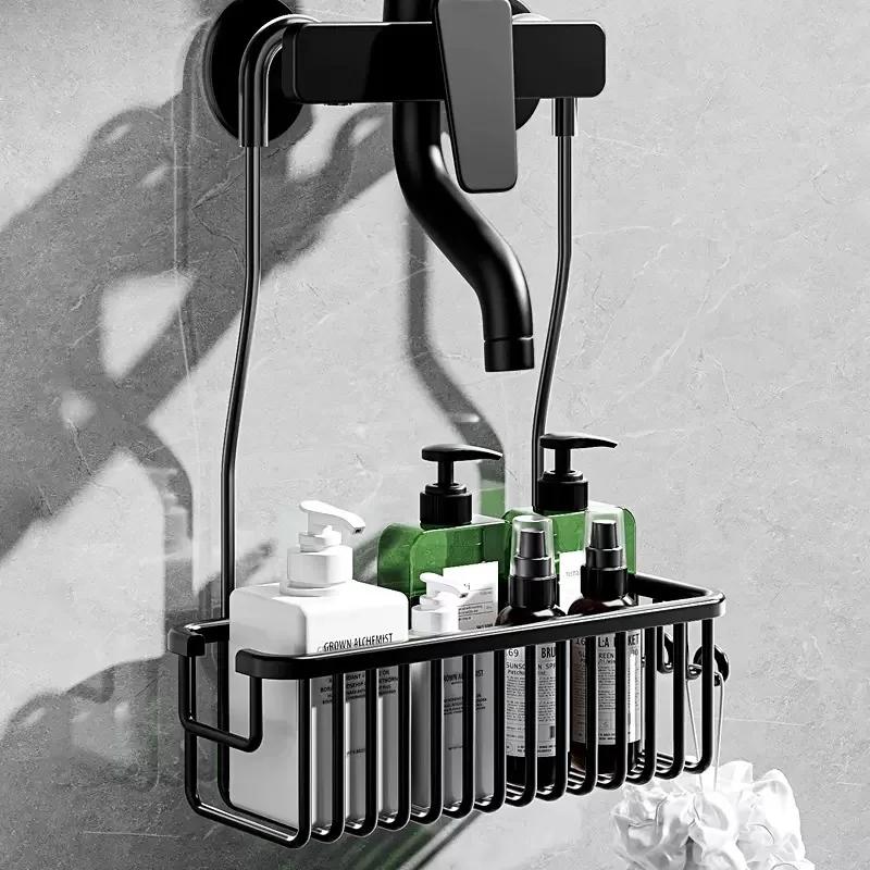 

No Drilling Removable Shelf Aluminum Bath Basket Perforation-free Shampoo Rack for Bathroom Shelves For Shower Organizer Storage срібний