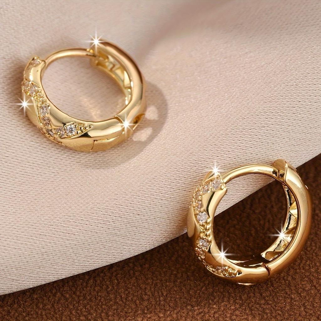 Elegant Bohemian Vintage-Inspired Cross Hoop Earrings with Sparkling Cubic Zirconia, Ideal for Women'S Party & Holiday Accessories
