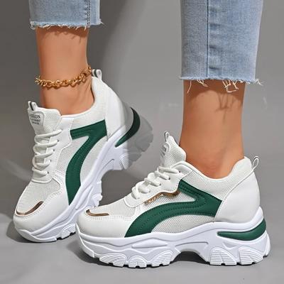New Women's Solid Color Casual Sneaker Lace-up Lightweight Soft Sole Walking Shoes Low-Top Comfortable Training Shoes