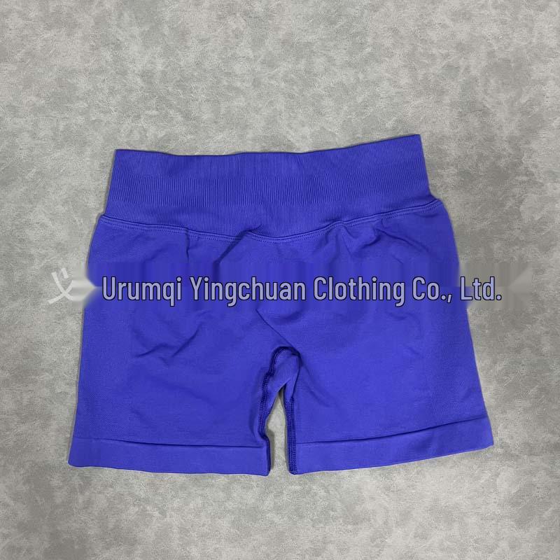 Pantalones Cortos de Yoga DF: 50 Colores, Cintura Original Fruncida de Tres Secciones, Levanta Glúteos, Tiro Bajo, Pantalones de Fitness sin Costuras de Tres Puntos