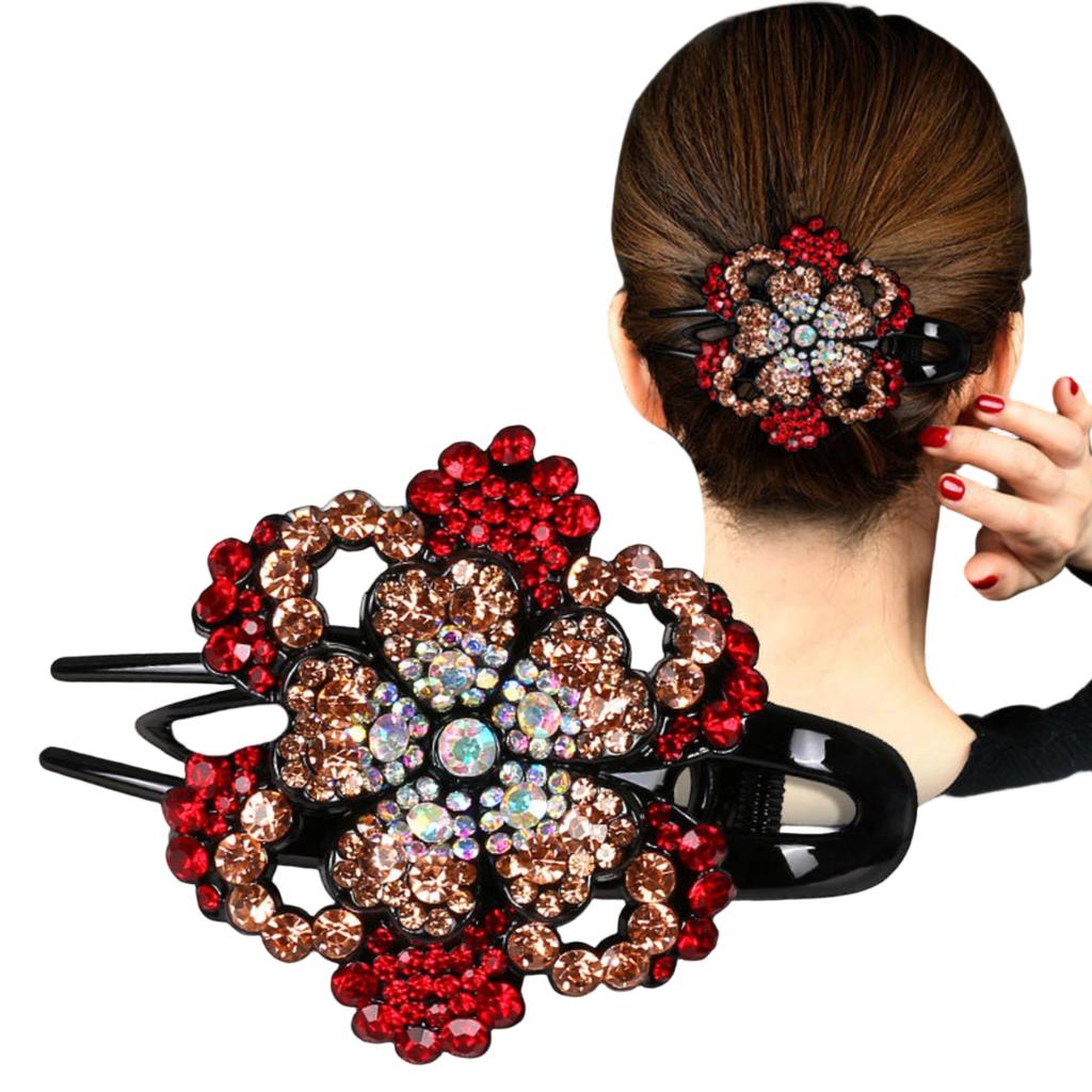 Rhinestone Flower Hair Claw Clip Crystal Decorative Hair Accessory Elegant Design Durable Construction Suitable for Various Hairstyles