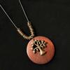 1PC Gift Ethnic Style Necklace Leaves Beaded Pendant Vintage Wooden Dress Long Chain Sweater Necklace Choker Owl