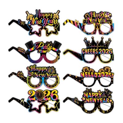 Lunettes de Célébration Thème 2026 8 Pièces Designs Uniques Lunettes de Fête en Papier Pour Adultes Événement Festif