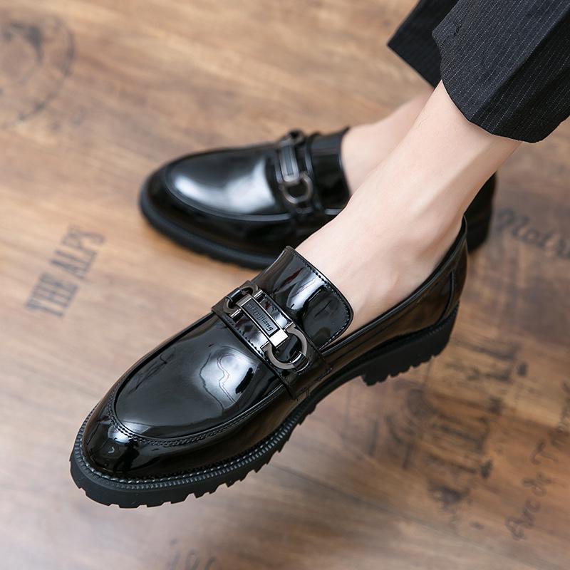Men's British-Style Hidden Heel Patent Leather Shoes - Korean Trendy Casual & Versatile