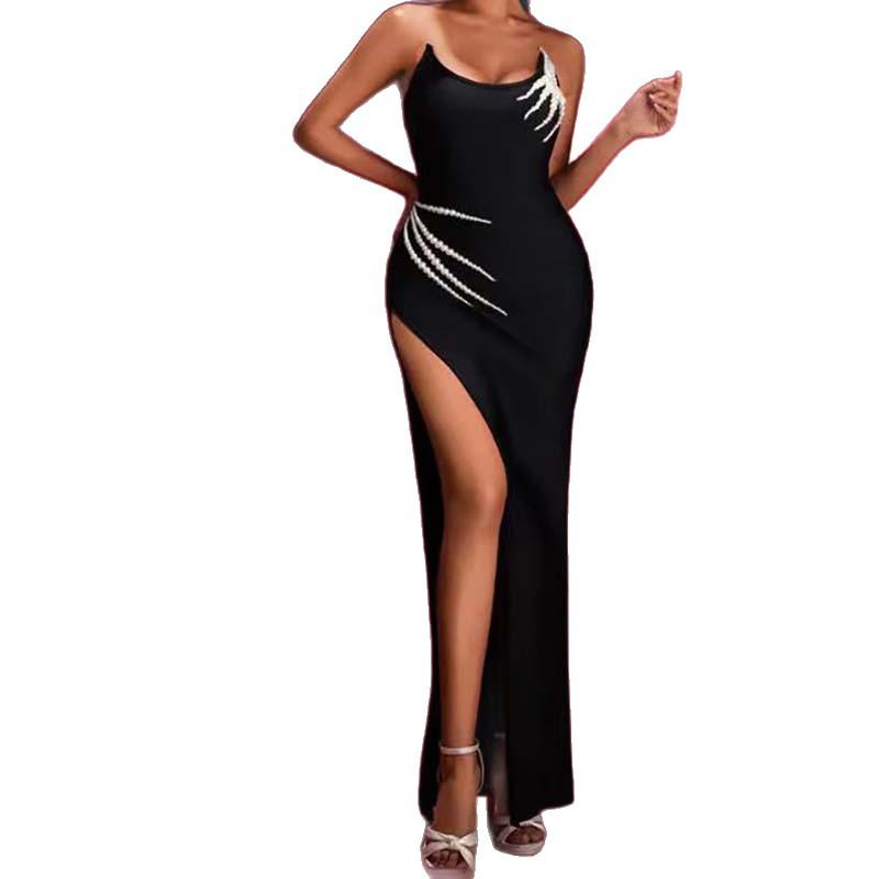 Elegant Beaded Strapless Evening Gown for Women