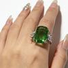 Huitan Opulent Wedding Rings with Big Green CZ Exquisite Graceful Women Finger Accessories Trendy Chic Temperament Party Jewelry