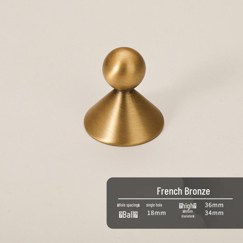 French Vintage Brass Antique Bronze Wardrobe Cabinet Handle, Single Hole Design