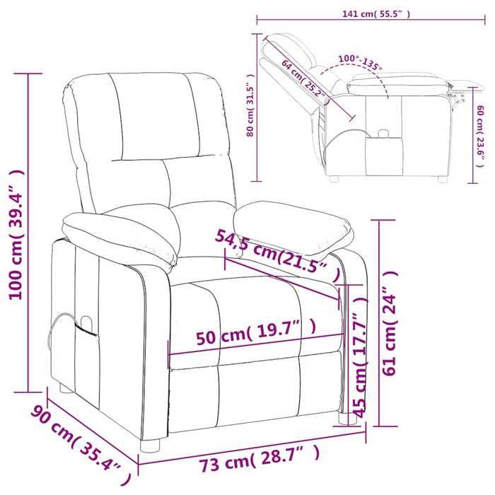 VidaXL Massage Chair Dark Brown Fabric 289677
