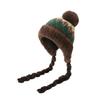 New Retro Color Matching Plush Pullover Hat Cold-proof and Warm Hat Women's Winter Ear Protection Outdoor Skiing Plush Hat