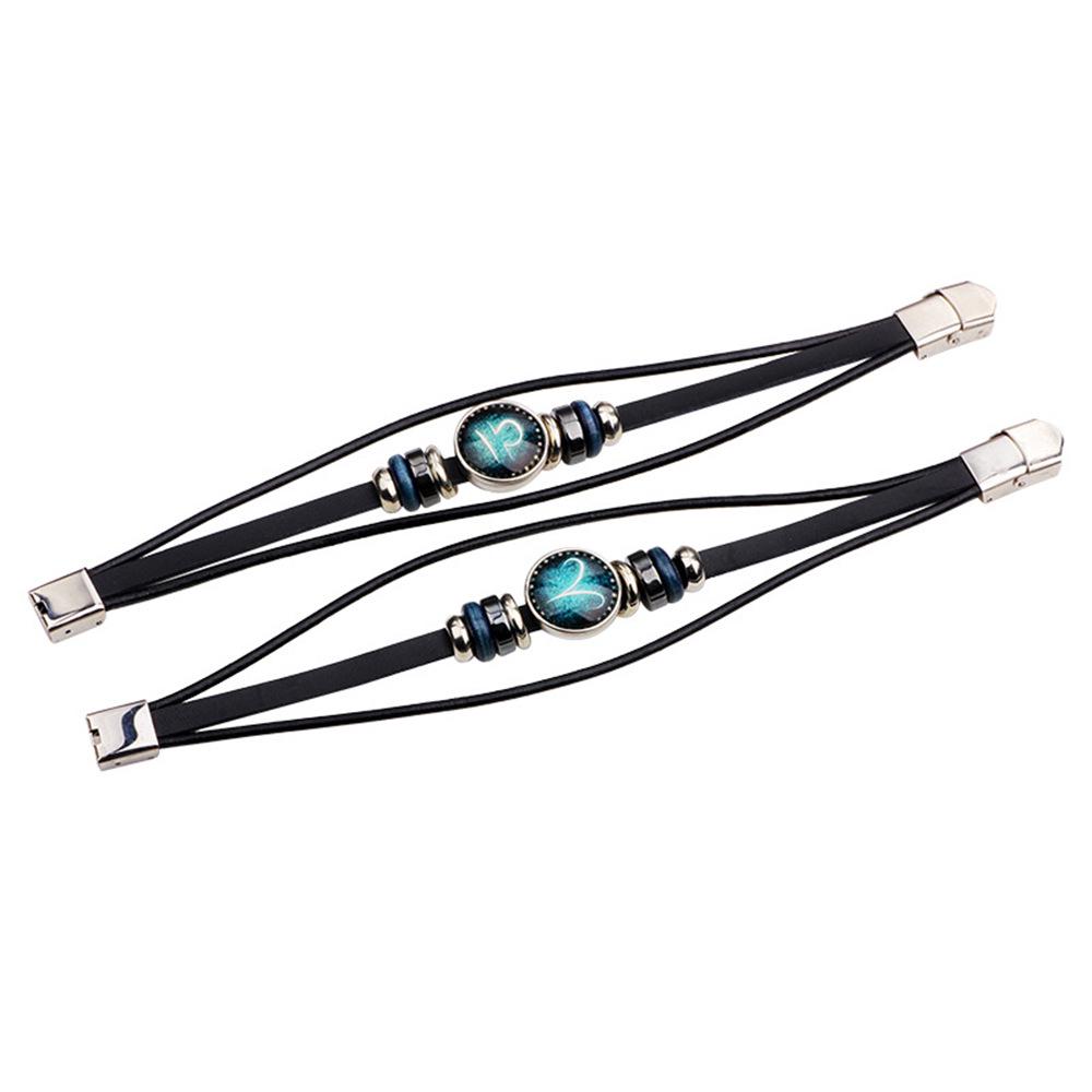 Vintage 12 Constellation Starry Leather Bracelet Multilayer Wrap Leather Bangle Birthday Gift