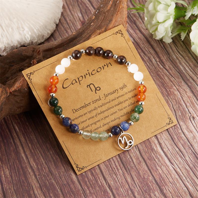 Twelve Constellation Beaded Bracelet With Natural Stones For Women Gift Ideas
