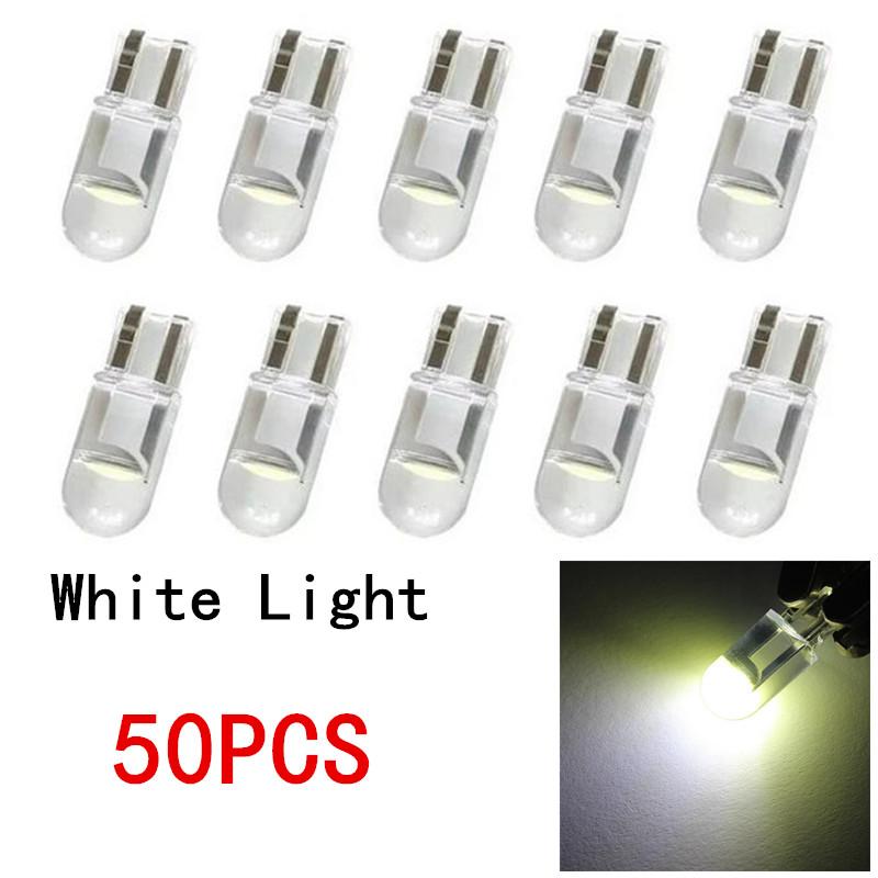 5/10/20/50/100Pcs 12V W5W T10 Led Car Light COB Glass 6000K White Light Auto Automobiles License Plate Lamp Dome Read Light