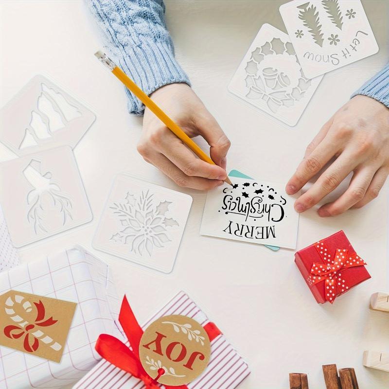 24 Stück Weihnachtsmotiv Malvorlagen Wiederverwendbar DIY Zeichenschablone für Scrapbook Wandkunst Handwerk Dekoration