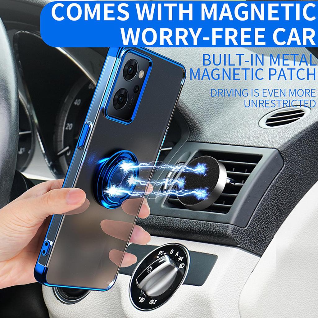 OPPO Reno11A/Reno97/5A Compatible Japanese Version Transparent TPU Electroplated Phone Case with Protective Cover and Ring