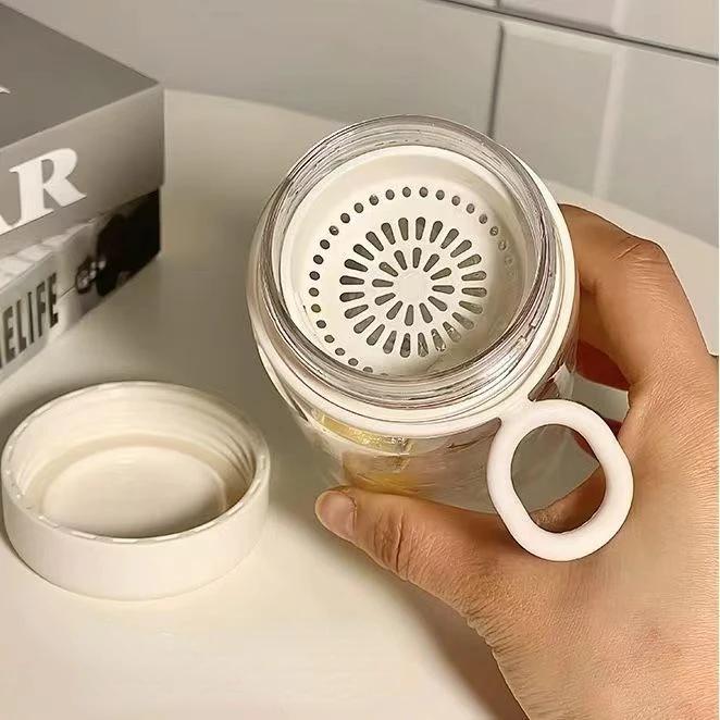 450ml Plastic Water Bottle Leakproof Portable Water Cup Students Simple Bottle Coffee Tea Cup with Tea Infuser Summer Drinkware