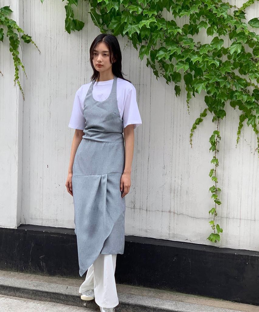 Piiipi Origami Apron Two-Way Halterneck Dress_Blue