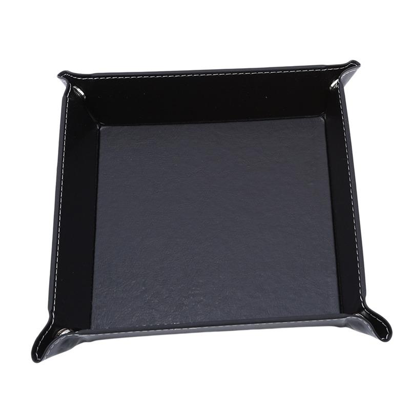 Rolling Folding Hexagon Dice Game Storage Tray PU Leather&Velvet Mat Holder Double Sided Thick Office Supplies Storage Tools