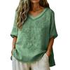 Women Vintage Embroidered V Neck Loose Fit Puff Sleeve T Shirt Casual Relaxed Fit Top for Daily Wear Spring Summer Outfits