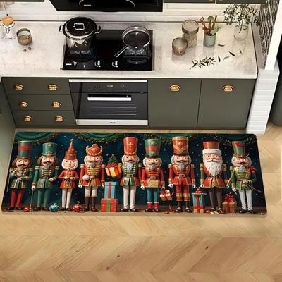 Christmas Nutcracker Soldier Area Rug Anti-Slip Washable Living Room Bedroom Floor Mat Kitchen Rug Home Decoration